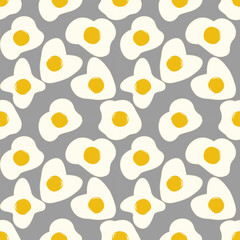 Fried Eggs Seamless Pattern - Sunny Side Up Illustration