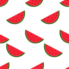 Watermelon Slice Seamless Pattern - Summer Fruit Illustration