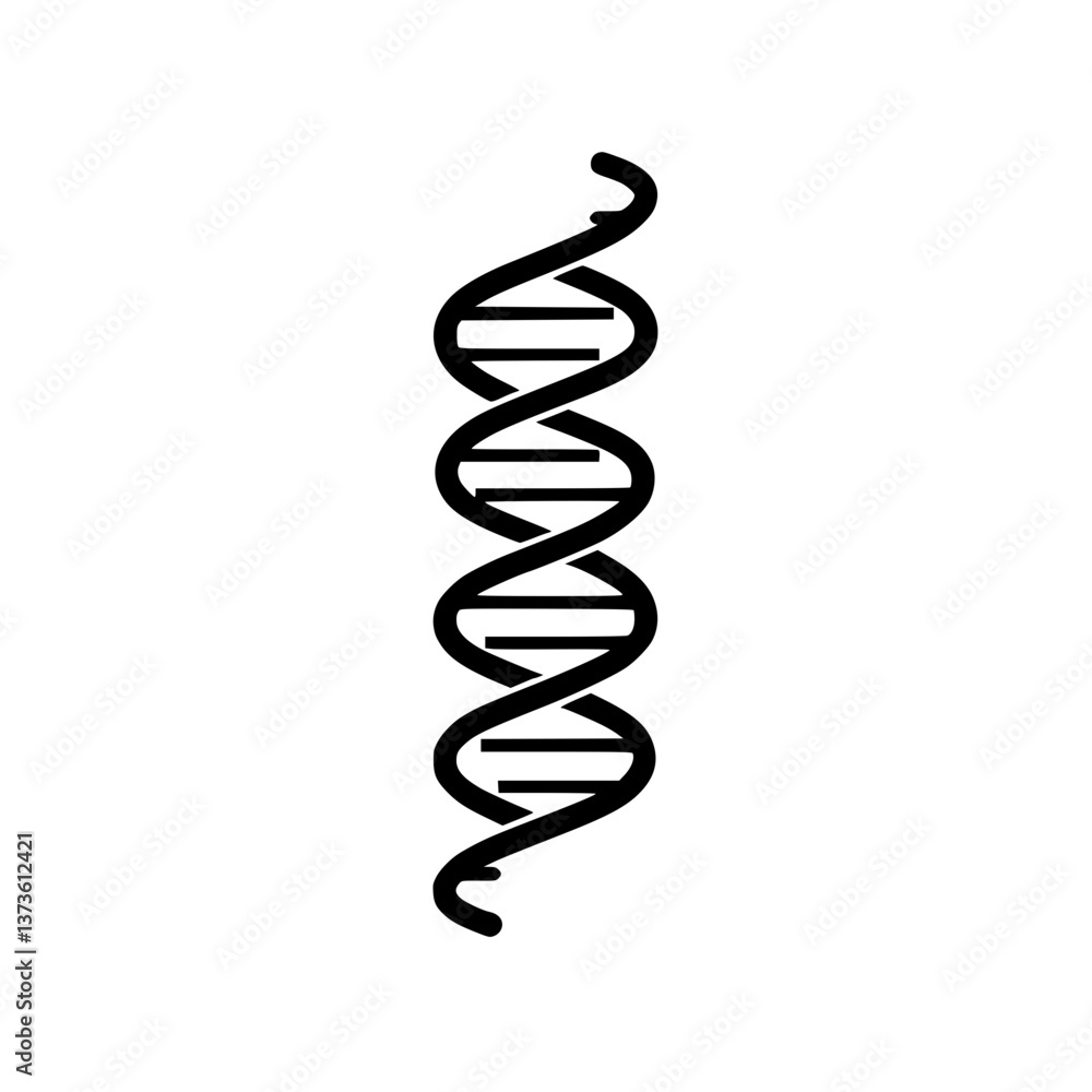 Poster illustration of the double helix structure of deoxyribonucleic acid showcasing genetic code and its 