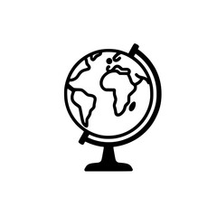 A and illustration of a world globe It's a simple design showing continents on a stand Great for travel education and geography