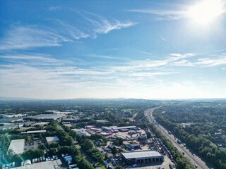 Aerial View of Industrial Estate of Preston City of Lancashire, northern England, United Kingdom. 
