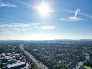 Aerial View of Industrial Estate of Preston City of Lancashire, northern England, United Kingdom. 