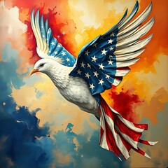 american eagle with flag