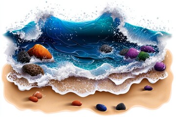 Fototapeta premium Ocean and sand. Generative AI