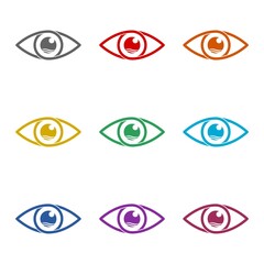 Eye sea logo icon isolated on white background. Set icons colorful