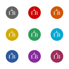 LB letter logo icon isolated on white background. Set icons colorful