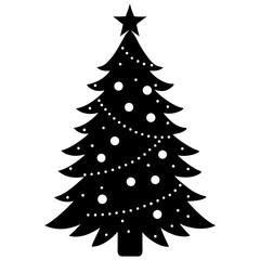 Obraz premium Christmas tree with glowing lights silhouette