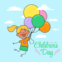 Happy Children's Day greeting card, postcard, banner.