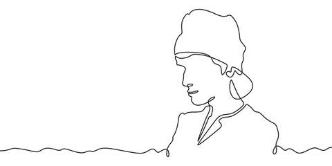 Continuous one line drawing  portrait of a doctor. Attending physician in hospital clothes. Medicine.