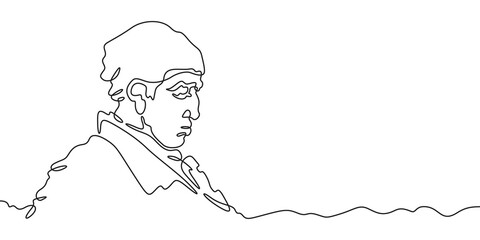 Continuous one line drawing  portrait of a doctor. Attending physician in hospital clothes. Medicine.