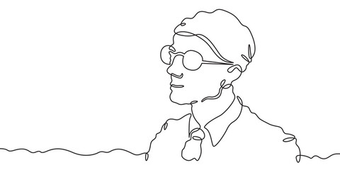 Continuous one line drawing  portrait of a doctor. Attending physician in hospital clothes. Medicine.