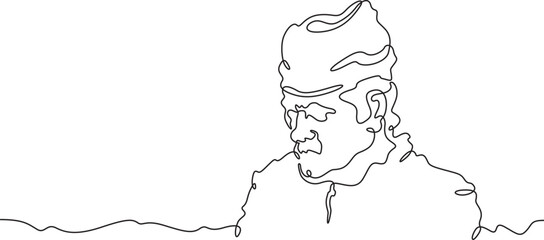 Continuous one line drawing  portrait of a doctor. Attending physician in hospital clothes. Medicine.