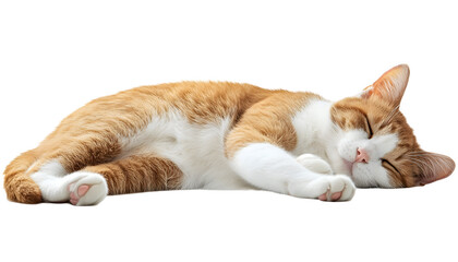 Orange and white cat sleeping , clipping path - 