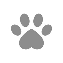 Pen paw print with heart. Domestic animal footprint, care with love vector icon. © Tsvetina