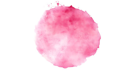 Pink watercolor circle blot stain on transparent background, , clipping path  -  