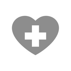 Obraz premium Heart with medical cross vector icon. Cardiology, heart healthcare and disease prevention.