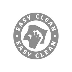 Easy clean material label. Easy clean surface with rag and hand vector sticker.