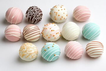 Fototapeta premium Brightly Colored Assorted Cake Pops for a Celebration
