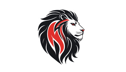 Fototapeta premium Royal lion logo in black and red , clipping path - 