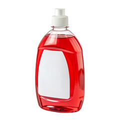 Blank Red Liquid Detergent in Transparent Bottle with Dispenser Cap.. on transparent background