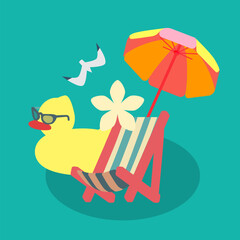 Hello, Summer! Tropical vacation design template. Minimal shapes