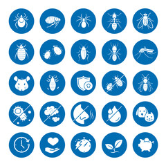Set icons for pest control. Perfect suite for your service, tools, equipment, infographic material and etc. The outline icons are well scalable and editable. Contrasting elements. EPS10.