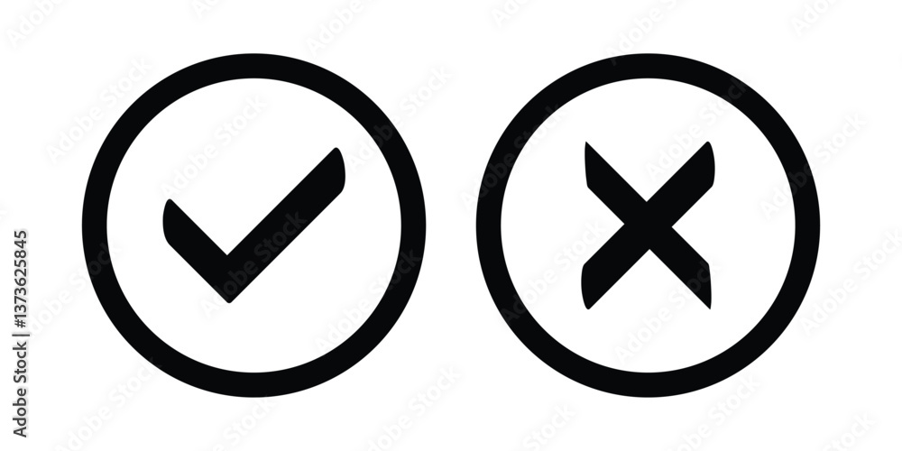 Poster check box icon with right and wrong buttons and yes or no checkmark icons vector illustration isolat