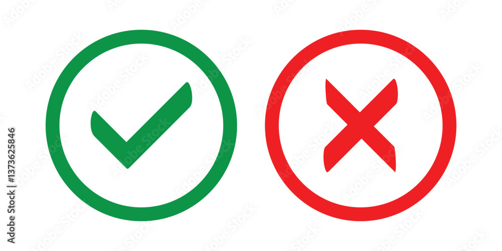Poster check box icon with right and wrong buttons and yes or no checkmark icons vector illustration isolat