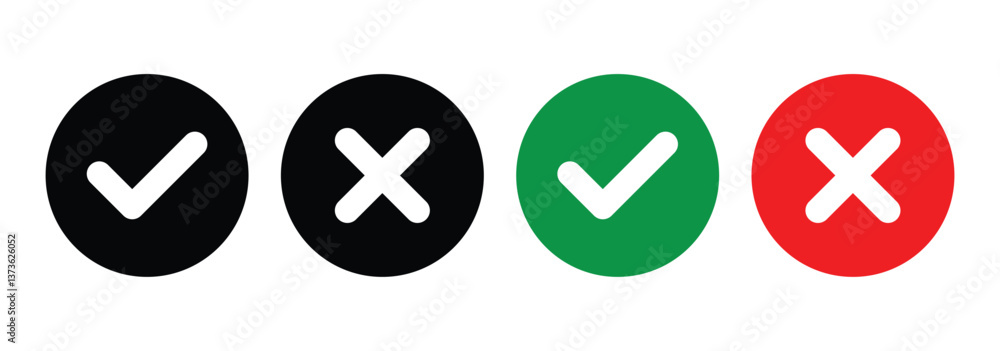 Aufkleber checkmark tick and cross on white background. isolated vector sign symbol. checkmark icon set. check