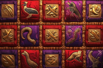 Obraz premium Exploring Vibrant Inca Textile Patterns With Intricate Ornamentation. Generative AI