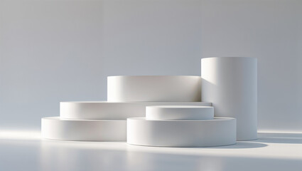 white pedestal on white background