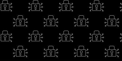 Modern pattern of security padlocks on a black background showcasing technology and safety concepts