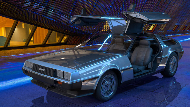 DeLorean DMC-12 - a two-seater sports car mass-produced by DeLorean Motor Company.
