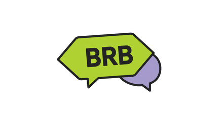 Isolated BRB Text in Green Speech Bubble with Purple Chat Cloud