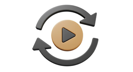 Isolated Play Button with Arrows for Video Playback