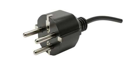 Isolated Black Electric Plug Powering Electronic Devices