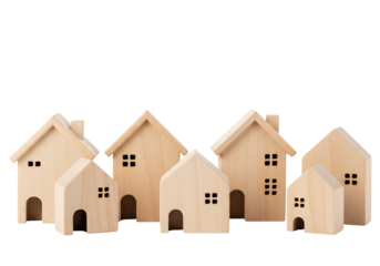 木製ミニチュア住宅群 可愛らしい街並み