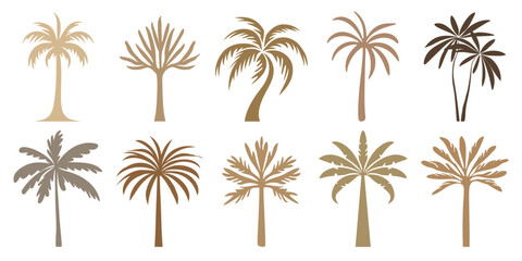 Obraz premium Tropical palm leaf silhouettes collection, isolated vector set