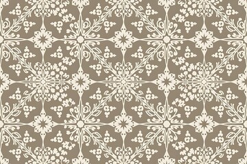 Seamless neutral and white grungy classic abstract surface pattern design for print. High quality illustration. Monochrome earth colored design with white pattern design overlay. Repeat graphic swatch