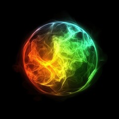 Obraz premium Captivating ball of smoke glowing in warm colors against black background creating a mystical and ethereal effect