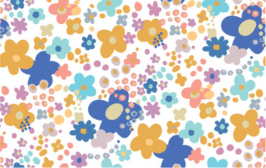 Seamless pattern with small flowers for children's and women's clothing in vector on a white background