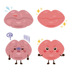 健康的な唇のキャラクターと不健康な唇のキャラクター