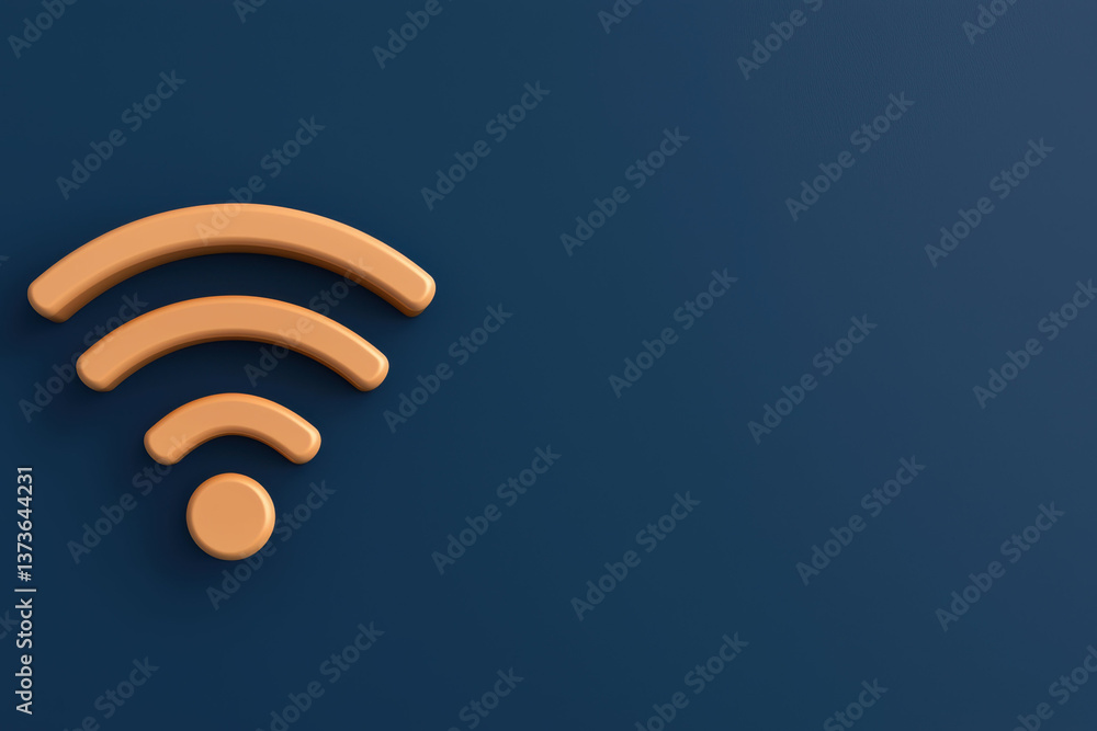 Poster wireless control sensor icon in modern design showcases frequency waves on blue background, symboliz