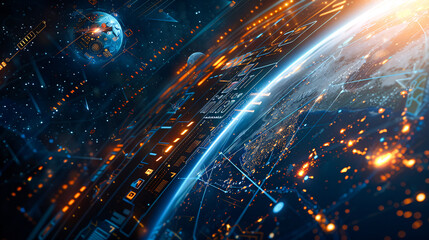 Obraz premium Global network connection. Data analytics and business concept, world map point and line composition.