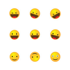 Set of cartoon smiley faces emoji  with different emotions