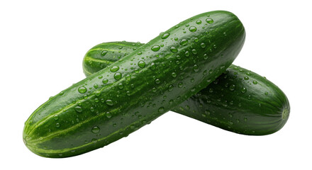 Isolated two cucumbers with water drops