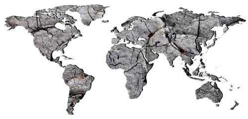 Abstract World Map: Turbulent Horizons a Global Perspective. Cut out