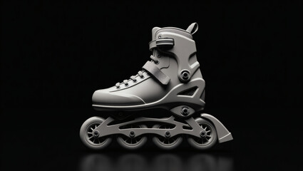 Black Inline Skate on Dark Background