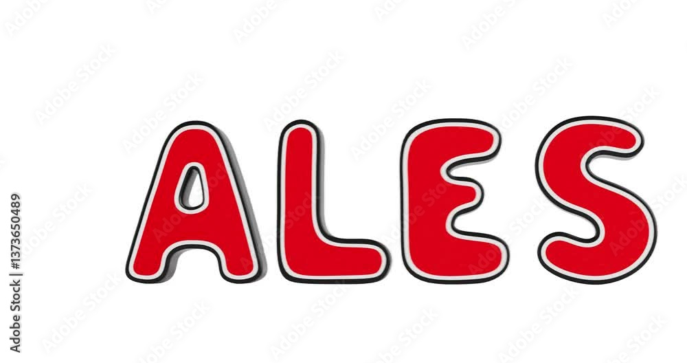 Poster 4k resolution video: red sale sign jump on a white background with alpha matte