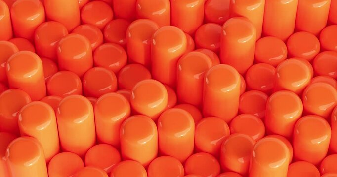 4k Resolution Video: Moving Orange Abstract Sticks in Cartoon Style Extreme Closeup Background